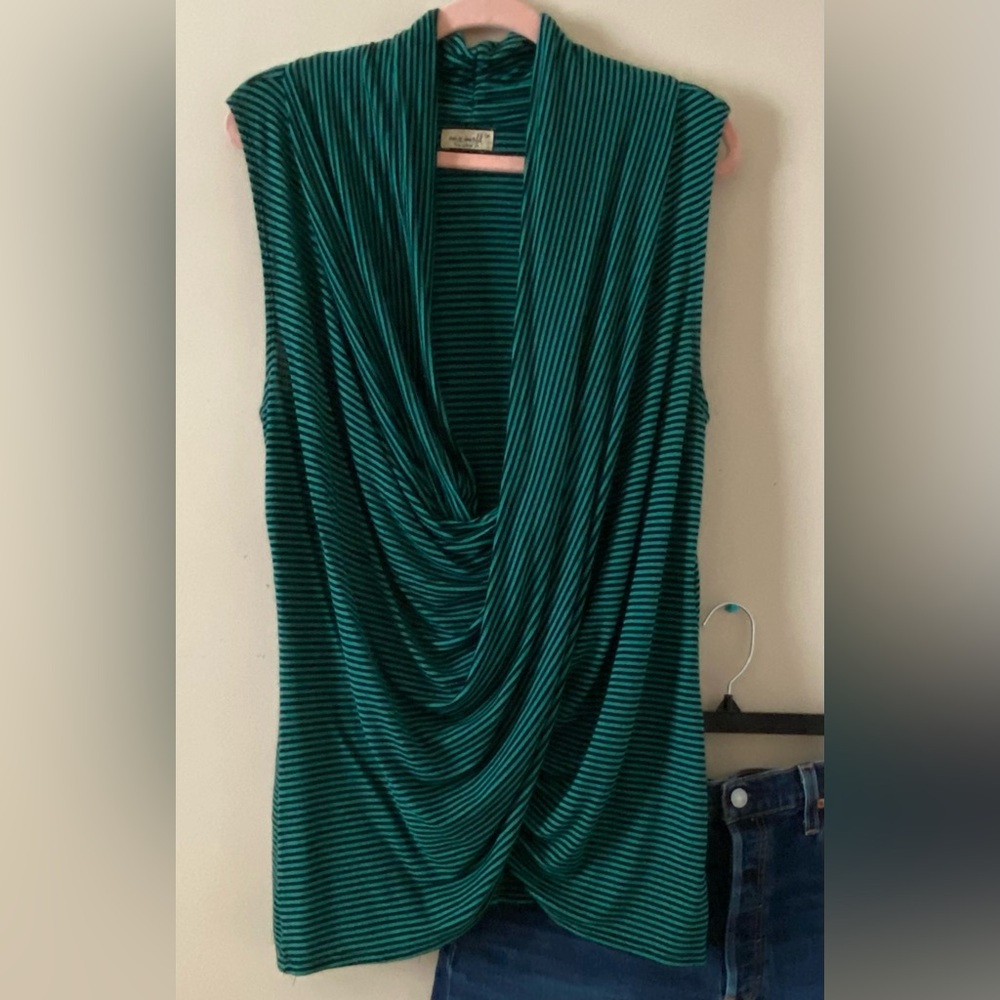 Green Striped Women's Top